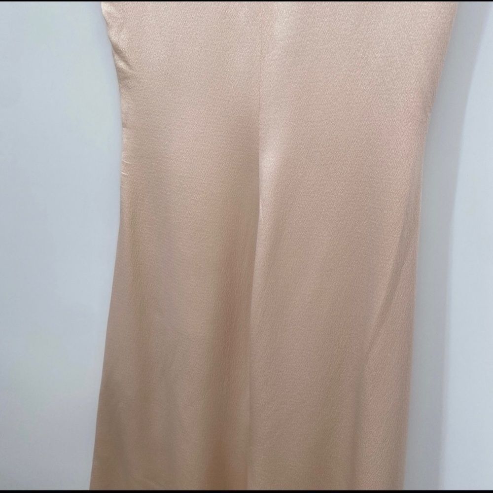 Ralph Lauren Gathered Silk Champagne Plunging Dress Short Sleeves Collared Gown - Picture 9 of 12